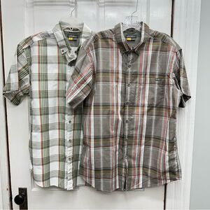 2 Eddie Bauer short sleeve button down lightweight shirt classic fit men's large